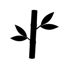 Minimalist Silhouette Of A Bamboo Stalk With A Few Leaves For Zen Art