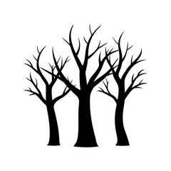 A Group Of Three Bare Winter Trees Silhouette For A Minimalist Landscape