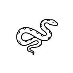 Fototapeta premium Black and white simple linear vector icon of a snake 