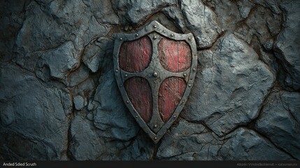 Medieval Shield In Cracked Wall