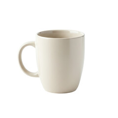 Simple cream colored ceramic coffee mug with an ergonomic handle for daily use
