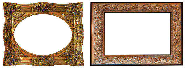 frame picture isolated on white background gold antique