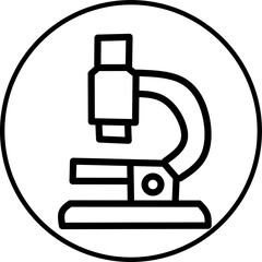 microscope line icon in circle. Health and medical icon theme in circle