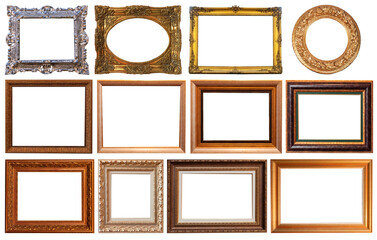 frame picture isolated on white background gold antique
