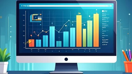 Data growth bar graph on computer - Powered by Adobe