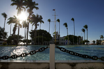 Strassenansicht Hafen mit altem Baum Palme Transatlantik Kreuzfahrt Rio Salvador Maceio Recife...