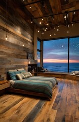 Rustic bedroom with ocean view (2)