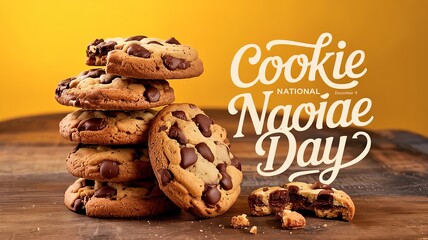 Stack of chocolate chip cookies celebrating National Cookie Day today.