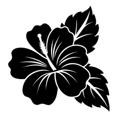 black and white hibiskas flower silhouette