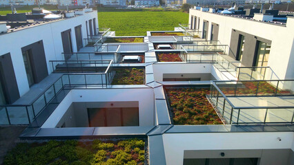 Modern area houses streets townhouse nature city