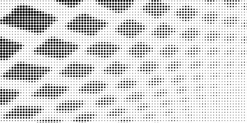Abstract grunge halftone texture. Monochrome vector dots pattern chaotic.