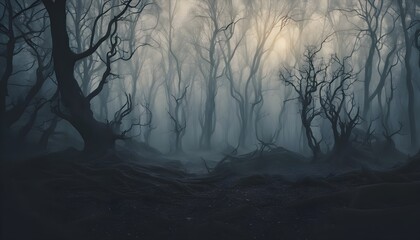 Obraz premium Eine düstere und nebelverhangene Landschaft