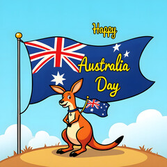 illustration of a kangaroo with australia flag