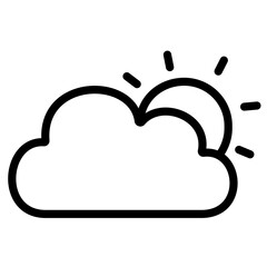 Partly cloudy weather icon illustration. Sun covered with cloud vector illustration.
