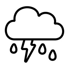 Thunderstorm weather icon vector illustration. Rain with lightning vector illustration.