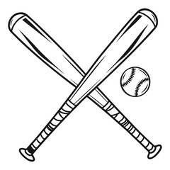 two crossed baseball bats