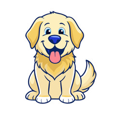 Adorable Golden Retriever Puppy Cartoon Illustration