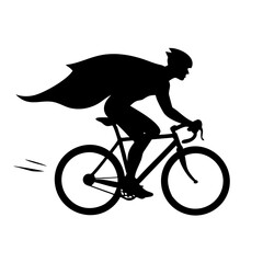 Superhero Cyclist Silhouette High-Quality Vector Illustration