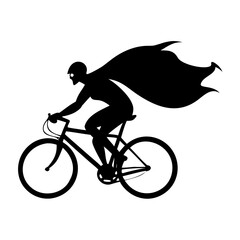 Silhouette of a Cyclist with Cape High-Quality Vector Illustration