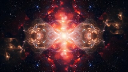Two mirror-image universes reveal subtle cosmic differences in stars and nebulas.