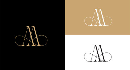 Luxury and elegant AA initials letters monogram logos designs symbol for branding company identity, wedding invitation sign