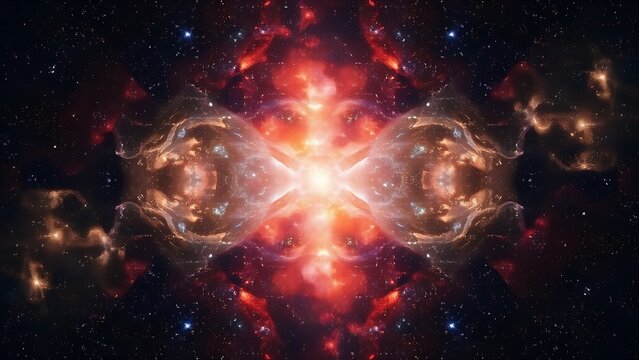 Two mirror-image universes reveal subtle cosmic differences in stars and nebulas.