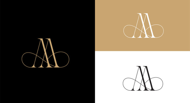 Luxury and elegant AA initials letters monogram logos designs symbol for branding company identity, wedding invitation sign
