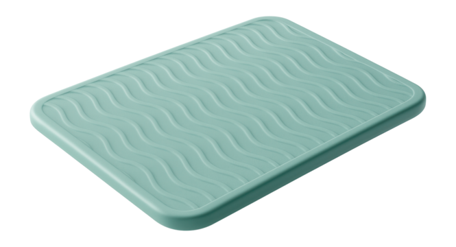 A spa-quality anti-slip mat with aromatic properties, designed for a wellness center?s changing room.