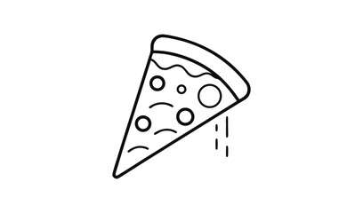 Simple outline drawing of a delicious slice of pizza with melting cheese