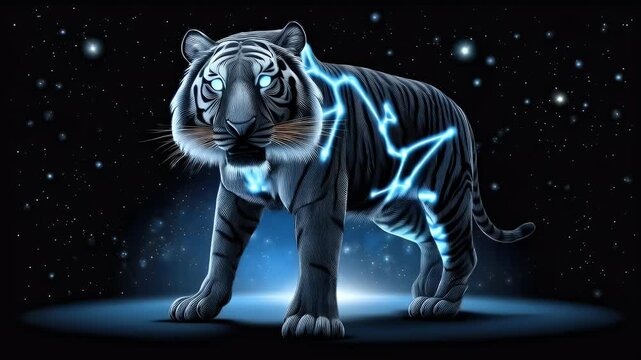 White tiger constellation graphic design