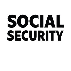 Obraz premium Black Text Social Security on White Background words