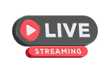 Livestreaming icon button 3d rendering
