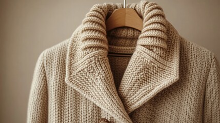 Soft and warm cream-colored cardigan with a stylish high collar, ideal for layering during chilly days