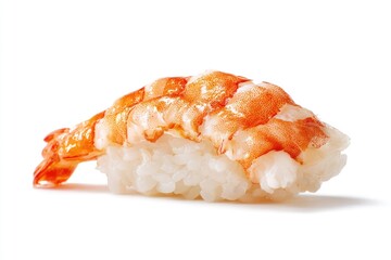 Close-up of a single piece of shrimp sushi