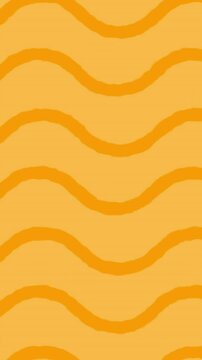 Animation of pizza icons over waves on yellow background