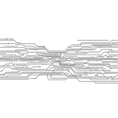 a clean and minimalist illustration of a circuit board pattern with connecting lines and data points