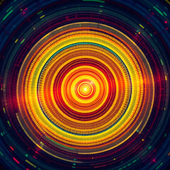 a mesmerizing abstract swirl of vibrant neon rings