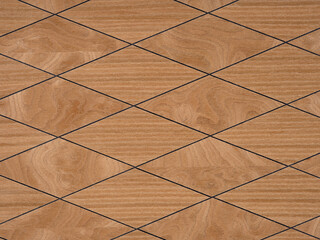 Elegant wooden veneer with a diagonal crisscross pattern and warm golden tones