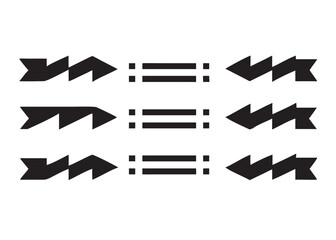 Geometric arrow patterns and horizontal lines isolated on white background