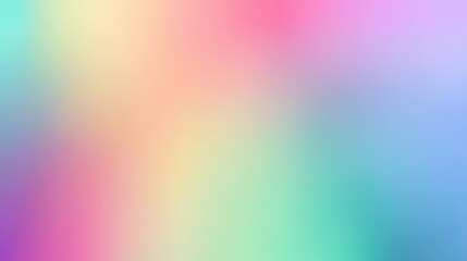 Obraz premium Abstract background featuring a soft, colorful gradient blending pastel hues from pink, purple, blue, green, yellow, and orange.