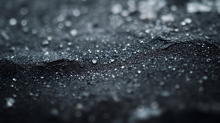 Dark textured surface covered with small water droplets