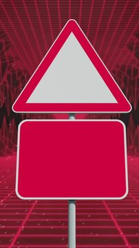 Animation of road sign and tunnel on black background