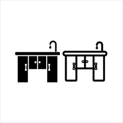 Kitchen cabinets, furniture, linear icons. Editable strokes