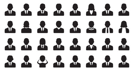 Diverse Business Professionals Silhouette Icons Representing Teamwork Corporate Identity and Professionalism in Human Resources and Business Settings