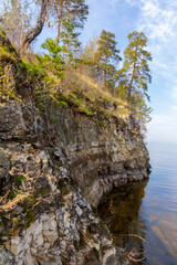steep rocky bank of the Volga River in the Zhiguli Mountains region, Lepyoshka Mountains
