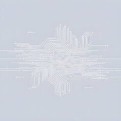 a crisp, clean illustration of a white circuit board pattern resembling a snowflake or starburst