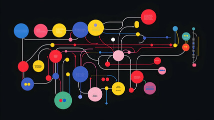 Abstract Colorful Flowchart with Connectors and Text Elements