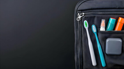 Compact Travel Toiletry Bag with Essential Oral Hygiene Items