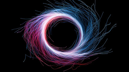 Colorful Swirling Light Trails in Circular Motion on Black Background