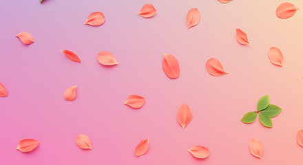 Delicate floral petals scattered on a soft pink gradient background for elegant designs